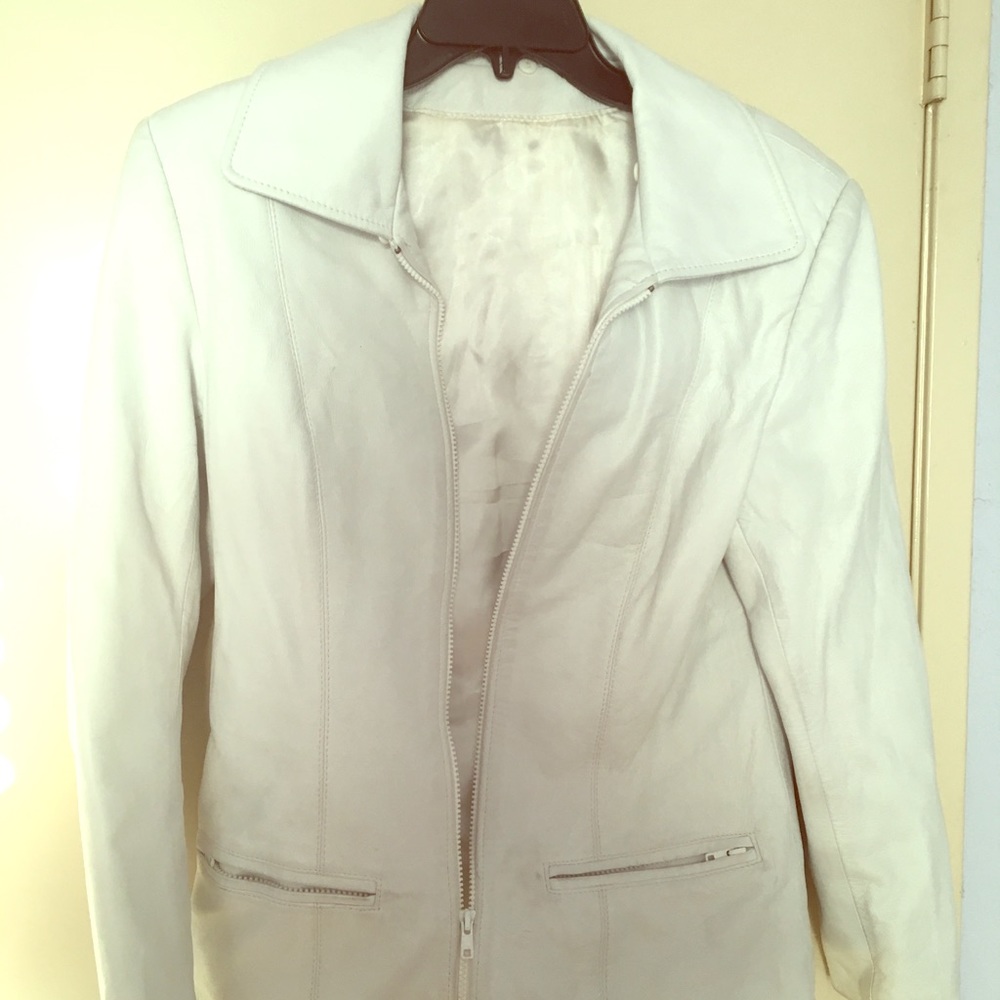 White leather jacket with zipper